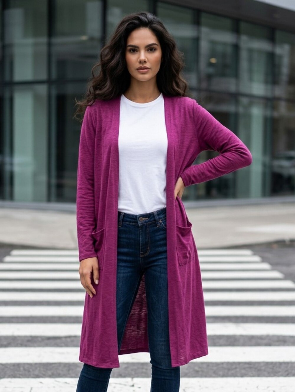 LuLaRoe Sarah Duster Cardigan XS Berry Pink Slub Knit Longline Pockets Layering